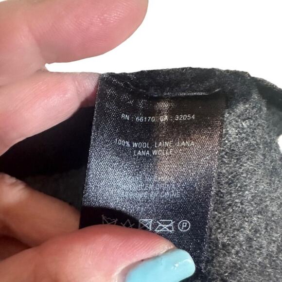 Rosie Neira Anthro Navy Blue & Cream Colorblock Boiled Wool Coat Women Sz XS - Picture 9 of 10